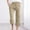 Khaki, variant on Wycnly Capri Pants for Women Womens Drawstring Elastic Waist Capris Pants Summer Casual Plus Size Button Straight Leg 3/4 Trousers Comfy Cotton Linen Pocket Cropped Pants