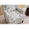 thumbnail image 6 of S-HOME Accent Chair with Retro Wood Legs, Floral Design Upholstered Armchair for Living Room Office and Bedroom Comfort,Blue，Antique Blue, 6 of 9