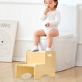 thumbnail image 2 of Wood City Wooden Toddler Step Stool for Kids, Bathroom Potty Stool & Kitchen Stool, Natural Two Step, 2 of 3