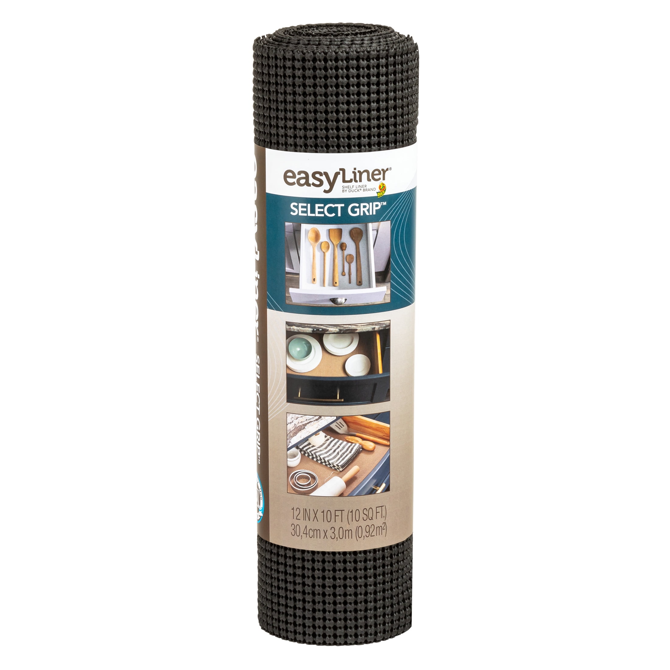 Duck Brand 281876 Select Grip Easy Liner Non-Adhesive Shelf Liner, 20-Inch x 24-Feet, Black
