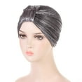 thumbnail image 2 of IROINNID Women's Solid Indian Muslim Ruffle Head Scarf Wraps Turbans Beanie Cap Head-wraps,Dark Gray, 2 of 4