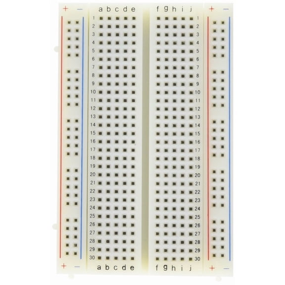 Solderless Breadboard, 400 Tie-Points, 2 Power Rails, 3.3 x 2.1 x 0.3 Inches