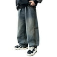 thumbnail image 1 of Boy's Casual Straight Leg Jeans Loose Denim Pants With Pockets Clothes, 1 of 8