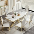 thumbnail image 6 of 70" Rectangular Dining Table for 6 People, Modern Faux Marble Kitchen Table with Stainless Steel Legs, Dining Table for Dining Room, Living Room, 6 of 6