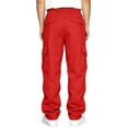 thumbnail image 5 of GrmtClth Cargo Pants for Men Heavyweight Fleece Sweatpants Loose Fit Open Bottom Cargo Pants for Gym Hiking Casual Wear Red 3XL, 5 of 5