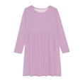 thumbnail image 6 of NAISIBABY Long Sleeve Dress for Girls, Solid Color A-Line Crew Neck Casual Basic Peplum Dress Purple 7-8T, 6 of 9