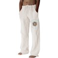 thumbnail image 1 of Pantalones casuales de lino para hombre, estampado de árboles y pájaros, sueltos, ligeros, elásticos, con cordón elástico, banda elástica, pantalones de yoga para la playa 013-amarillo M 013-amarillo Xishao ropa, 1 of 2