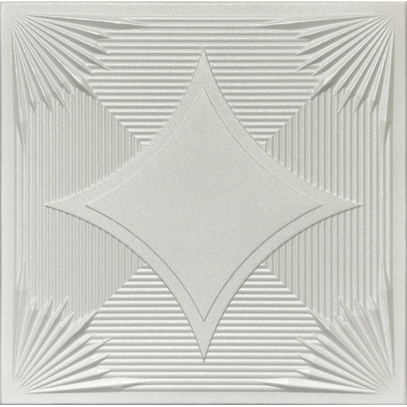 20x20 Styrofoam Ceiling Tiles Glue-Up Decorative Panels for Easy DIY Install, Home & Basement Renovation. R14 Vega, Plain White, Lot/8