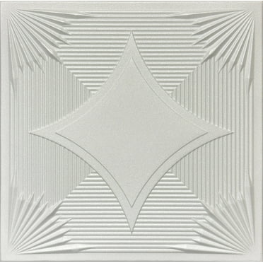20x20 Styrofoam Ceiling Tiles Glue-Up Decorative Panels for Easy DIY Install, Home & Basement Renovation. R14 Vega, Plain White, Lot/8