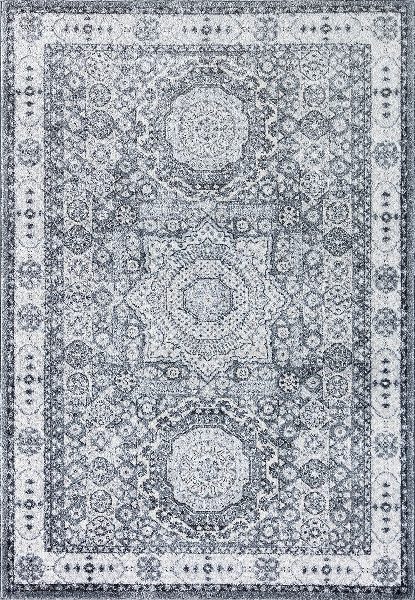 Harper HY60H Ice Cube Silver Abstract Vintage Gray Area Rug, 8'0"X10'0"