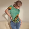 thumbnail image 3 of Balery Retro Birds Body de cuello redondo de manga corta para mujer Tops de manga corta Tops básicos-Medium, 3 of 7
