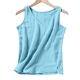 thumbnail image 4 of Lumtrix Womens Cotton Linen Tank Tops Dressy Causal V Neck Sleeveless Tshirts Blouse Summer Loose Fit Lightweight Cami Shirt Light Blue M, 4 of 5