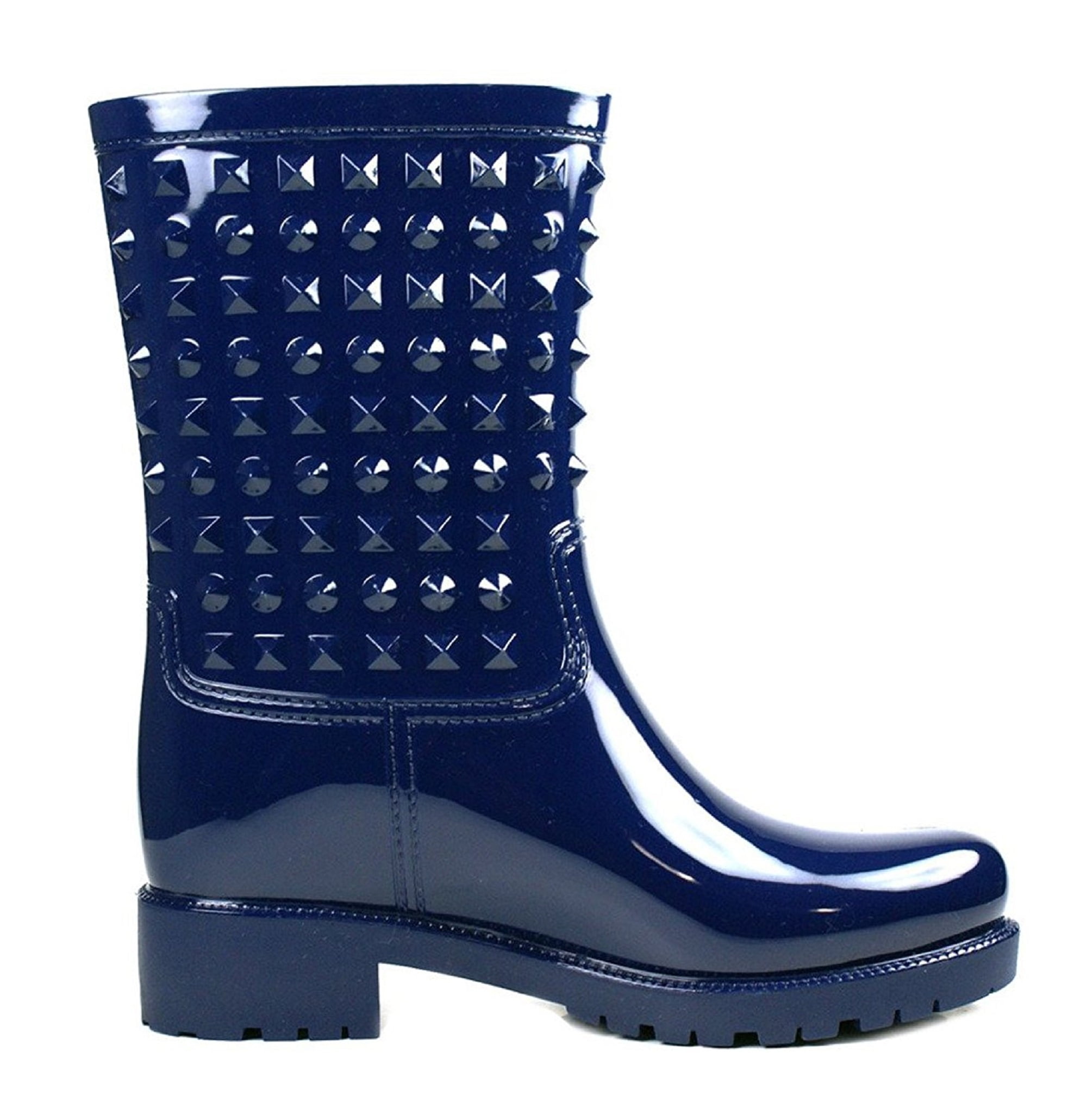 OwnShoe Womens Wellies Rubber Waterproof Snow Rain Boot Studded Midcalf ...