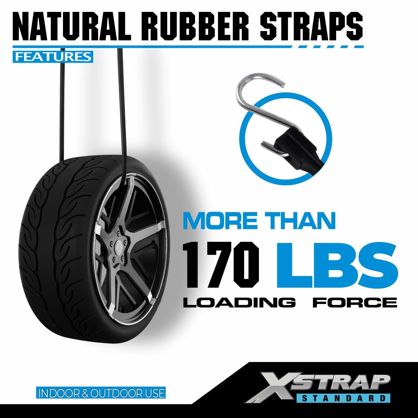 XSTRAP Multipack Heavy Duty Adjustable Rubber Bungee Cords with S Hooks, 15"", 21"", 31"" Tie-Down Straps for Securing Tarps, Canvases, Cargo, Weather-Resistant and Durable