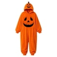 thumbnail image 4 of BOOMNY Halloween Toddler Girls Flannel Romper Hallowmas Pumpkin Face Graphic Long Sleeve Jumpsuits for Kids Soft Warm One Piece Fuzzy Rompers, 4 of 5
