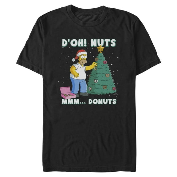 Mens The Simpsons Mmm... Donuts Christmas Tree T Shirt