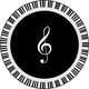 thumbnail image 2 of Alfombra redonda con estampado de teclas de piano en blanco y negro con notas musicales BuyWeek decoración del hogar, 2 of 7