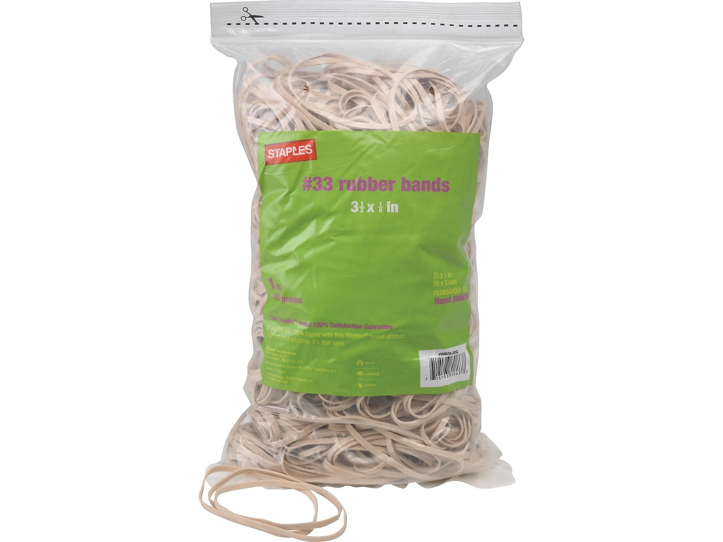 Staples Rubber Bands #33 3 1/2" x 1/8" 820/bag 25 bags/Ct 17784CT