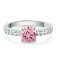 thumbnail image 3 of Gem Stone King 1.74 Cttw Round 6MM Pink Zirconia Ring for Women (Size 8), 3 of 5