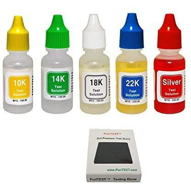 10k 14k 18k 22k Gold and Silver Test Kit with PRO Testing Stone Fake