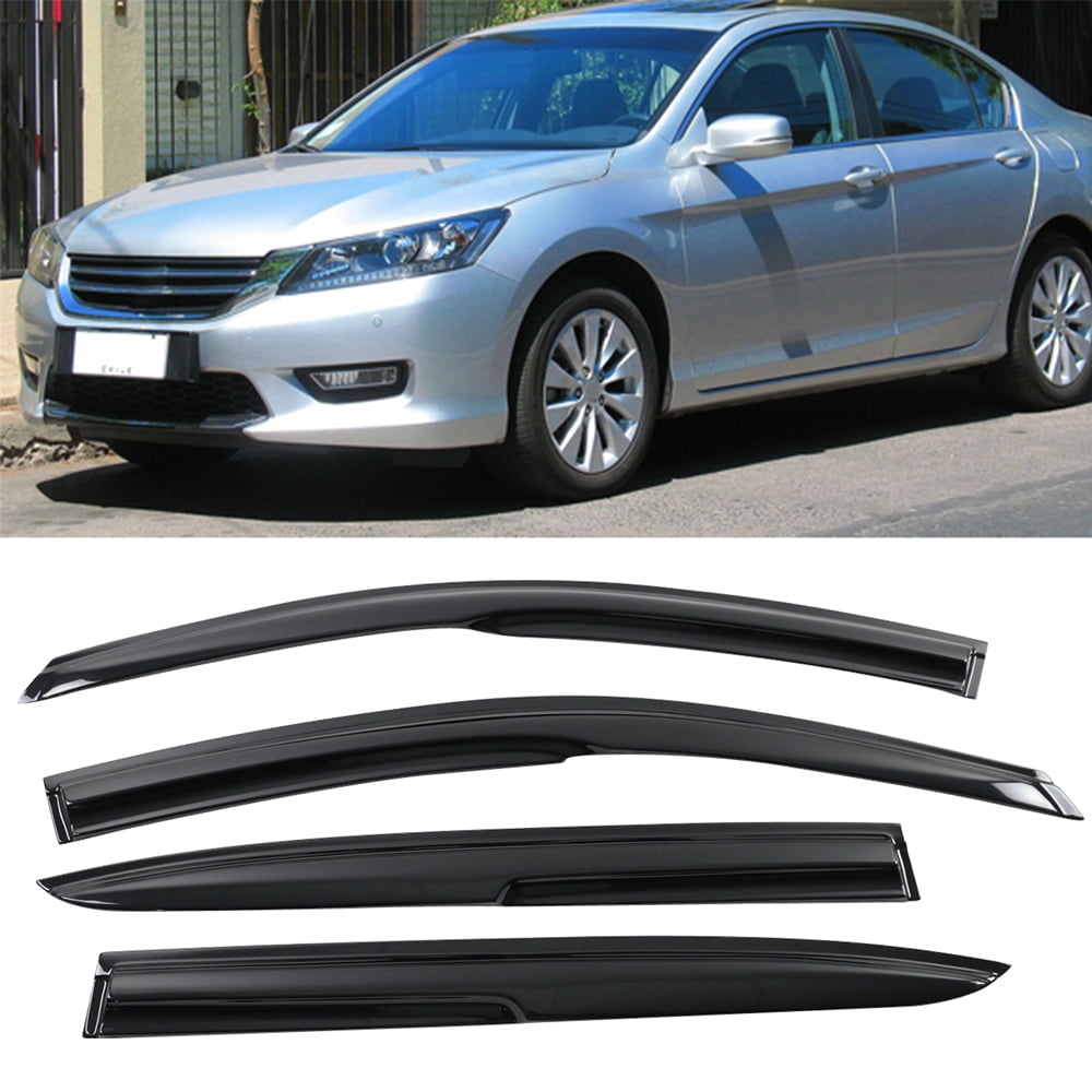 Ikon Motorsports Compatible with 13-17 Honda Accord Sedan MU Style Acrylic Window Vent Visor Deflector Rain Guards 4Pc Outside Mount 2013 2014 2015 2016 2017