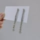 thumbnail image 2 of Pendientes largos de plata con línea de cristal para mujer, aretes colgantes con cadena llamativos de diamantes de imitación elegantes, joyería para fiesta y boda para niñas, 2 of 5