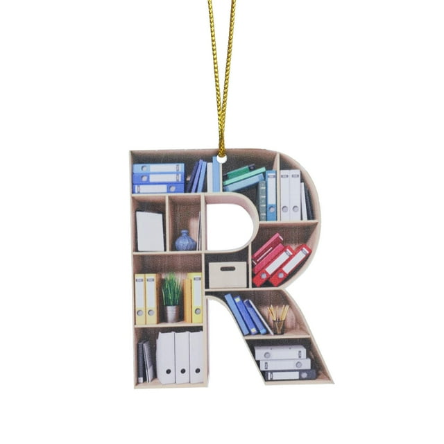 Book Lovers Heart Shaped Bookshelf Pendant Acrylic Ornament Holiday Hats