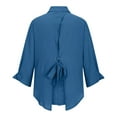 thumbnail image 6 of Beach Vacation Clothes for Women, Women Blouses, Women's Casual Summer Shirt Elegant Fashionable Top Long Sleeve V Neck Loose Button-Up Shirt with Belted Waist for Versatile Styling and Comfort, 6 of 7