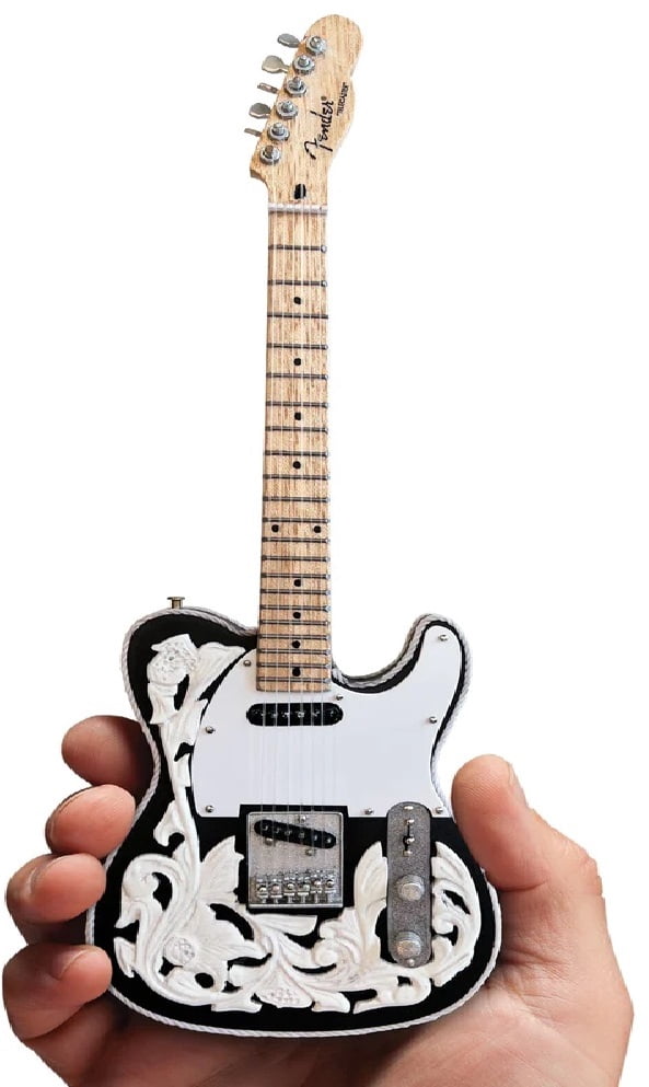 Waylon Jennings Signature Black Fender Telecaster Mini Guitar Replica Collectible, Axe Heaven, Gifts