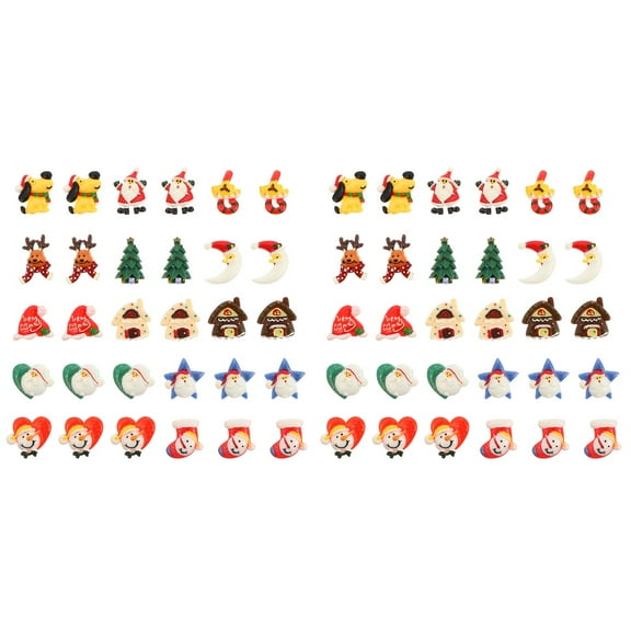 Jiyike 60 PCS Christmas DIY Resin Charms Flat Back Embellishment Phone Case Decor