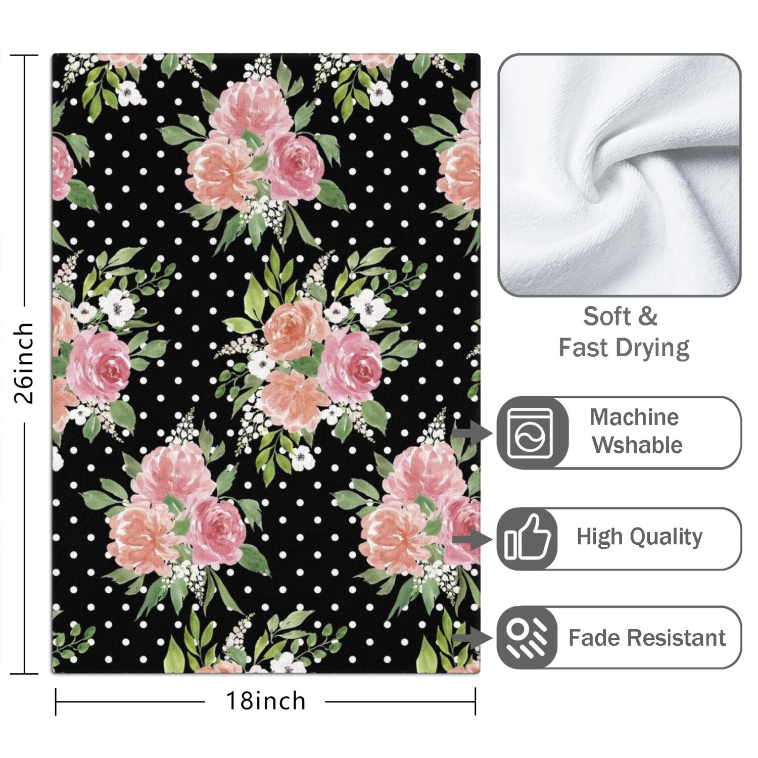 2 Pcs Funny Kitchen Towels,Pioneer Flower Microfiber Dish Towels,Kitchen Tea Towels,Kitchen Towel Set (18" X 26")