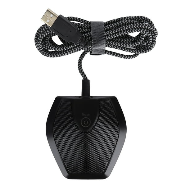 Micrófono táctil con doble condensador, receptor de grabación USB para videoconferencias, salas de conferencias, juegos y transmisión web (negro)