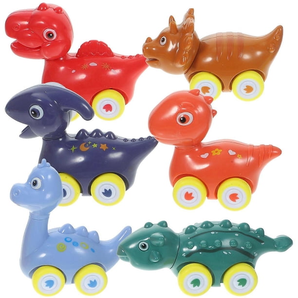 6pcs Dinosaur Car Plaything Party Car Model Attractive Car Model Lifelike Dinosaur Toy