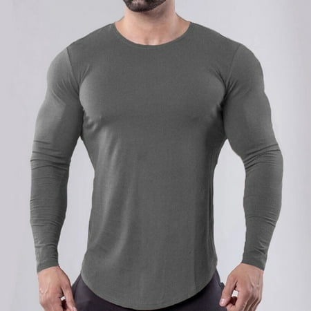 Men´s Long Sleeve T Shirts Pure Color Tees Tops Blouse M-3XL | Walmart ...