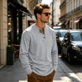 thumbnail image 6 of Mens Long Sleeve Henley Shirts Muscle Fit Ribbed Knit T-Shirt Lightweight Thermal Undershirts Workout Athletic Tee Shirt Light Gray XL, 6 of 9