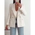 thumbnail image 6 of KelaJuan Women Long Sleeve Blazers Double Breasted Tweed Business Dress Jacket Professional Cardigan for Office Workwear, 6 of 6