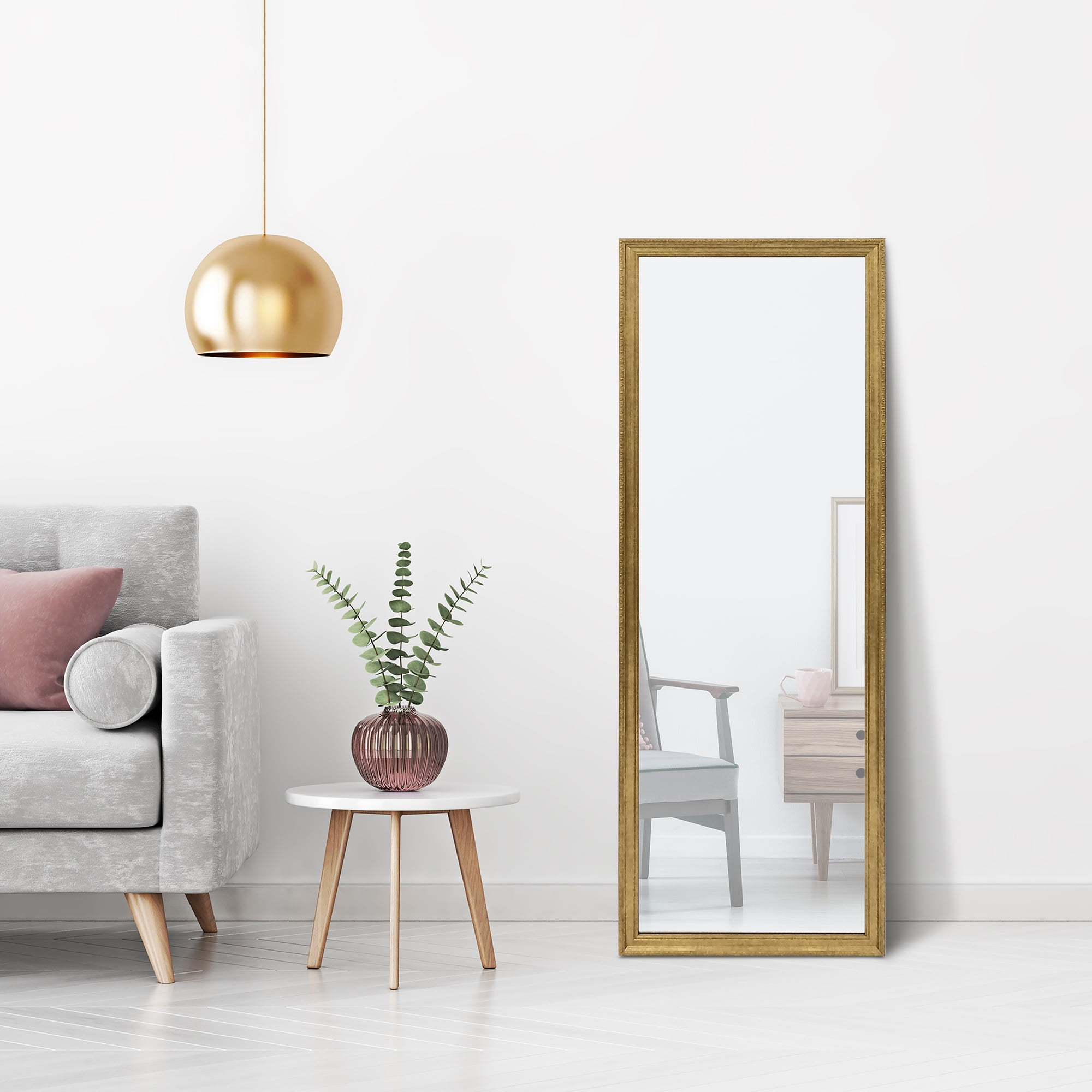 My Texas House Antique Gold Cheval Floor Mirror, 21 in x 64 in