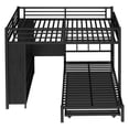 thumbnail image 5 of QZYeYun Queen over Twin Metal Bunk Bed with Built-in Wardrobe and Trundle, Triple Bunk Bed with Foldable Desk and Ladders for Teens Adults Bedroom, 5 of 10
