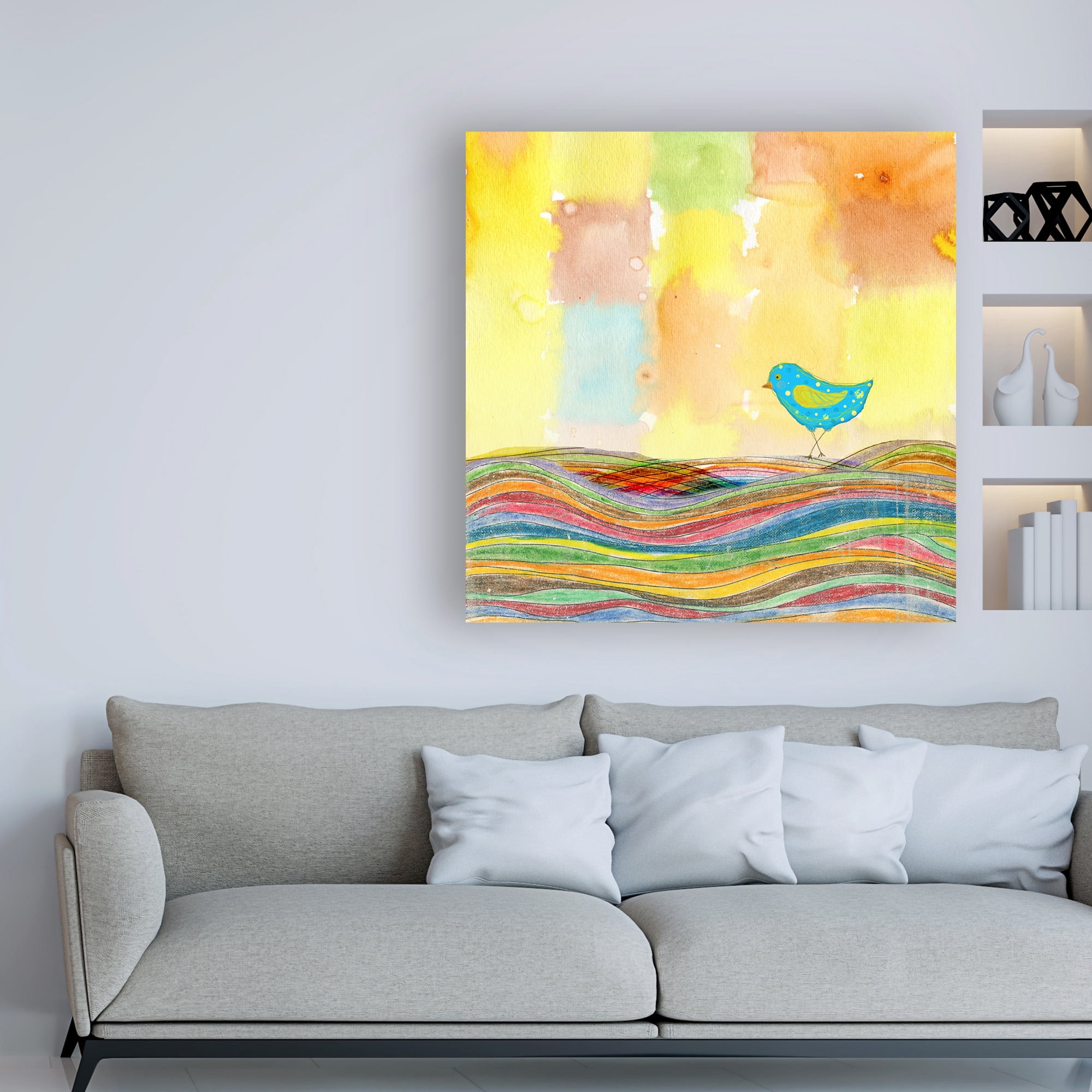 Trademark Fine Art 'Feathers, Dots And Stripes IX Childrens Art' Canvas Art by Ingrid Blixt