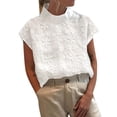 thumbnail image 1 of Camisetas Sin Mangas Para Mujer con bordado de encaje de verano de Color sólido para mujer, camiseta ajustada sin mangas con cuello levantado, chaleco superior (White, S), 1 of 7