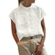 thumbnail image 1 of Camisetas Sin Mangas Para Mujer con bordado de encaje de verano de Color sólido para mujer, camiseta ajustada sin mangas con cuello levantado, chaleco superior (White, XXXXL), 1 of 7