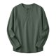 thumbnail image 3 of Ceisia Men's Cotton-Linen Henley Neck T-Shirt | Relaxed Long-Sleeve Solid Casual Top Gift, 3 of 5