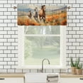 thumbnail image 3 of Western Horse Printed Window Curtains Valances for Kitchen Wild Animal Running in Rustic Flower Field Country Rod Pocket Valances for Bedroom Living Room Dining Room 54 by 18 in, 2 Panel, 3 of 6