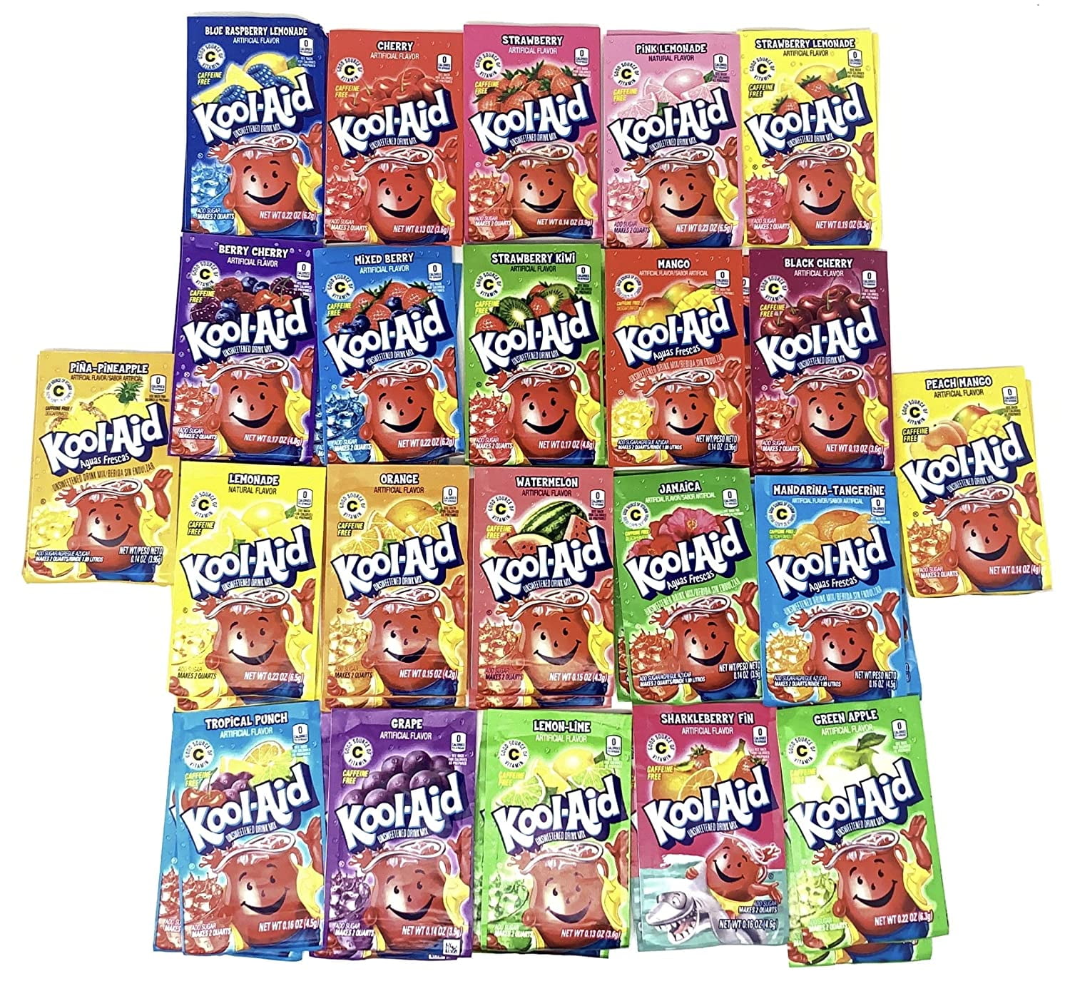 Kool Aid Drink Mix Packets Variety Pack Of 22 Flavors 2 Of Each Flavor Total Of 44 Walmart Com Walmart Com