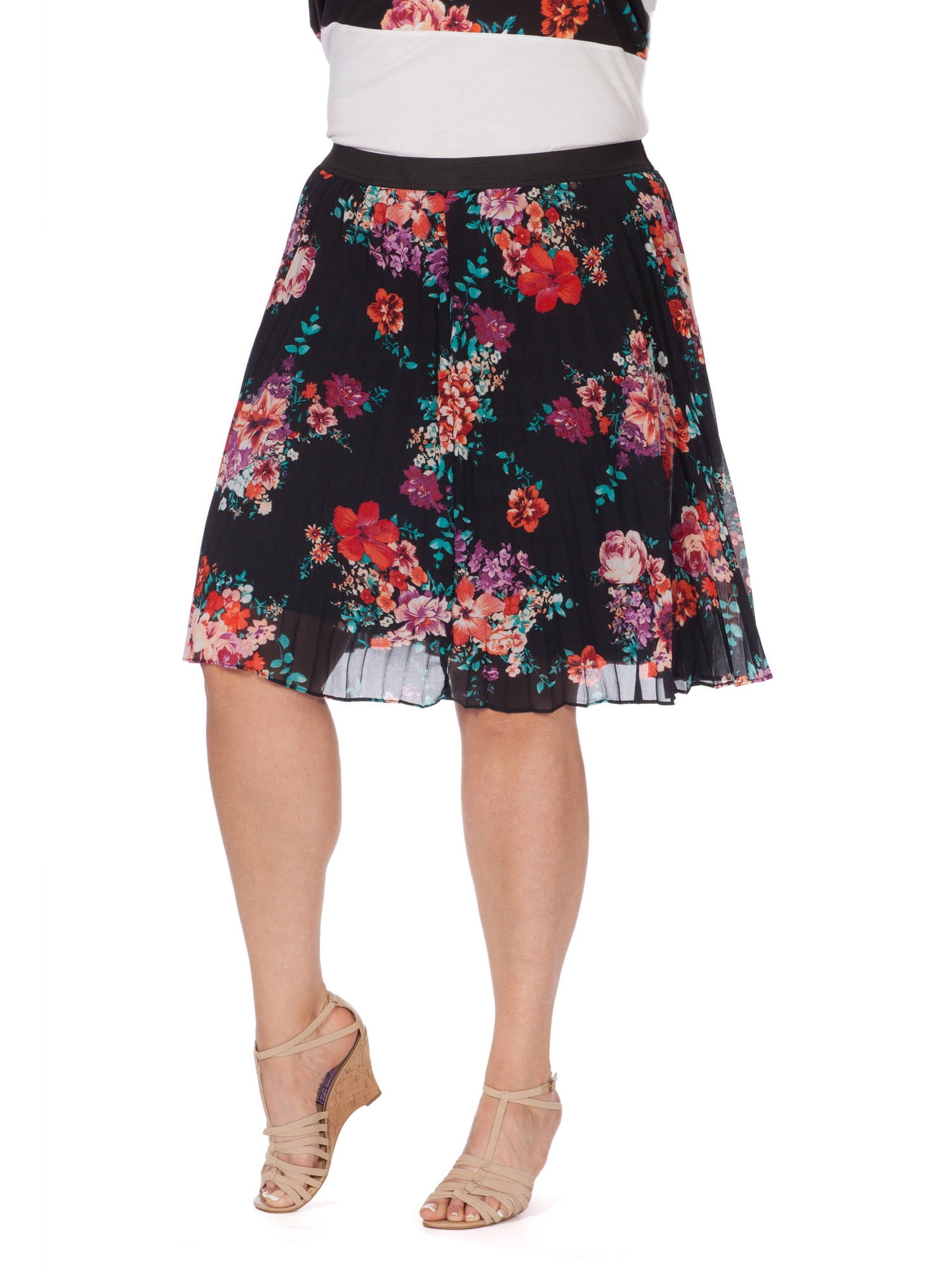 mid length pleated skirts walmart