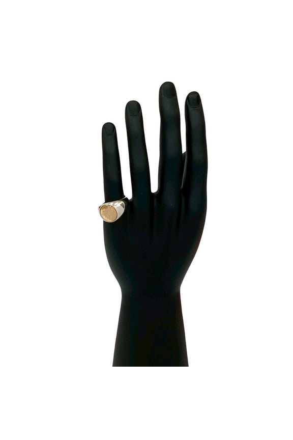 Pre-Owned HERMES Ex Libris Chevalier Ring, 925 Sterling Silver, 18K Gold, Size 24,... (Good)