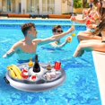 thumbnail image 5 of (Plata) Soporte inflable para bebidas, barra flotante, jugo, cerveza, bandeja para bebidas, ensalada de frutas, servidor de buffet, gran capacidad para piscina de verano al aire libre, playa, piscina,, 5 of 5