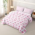 thumbnail image 3 of Manfei Pink Bows Stripe Print Quilt King for Girls, Cute Ribbon Bows King Coverlet Set, 3 of 7