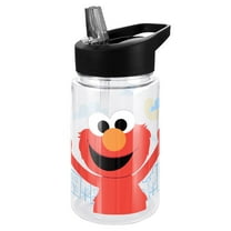 Sesame Street Kids Tritan Plastic Water Bottle with Straw Lid and Handle, Reusable Tumbler for Toddlers, Unisex for Girls and Boys, 12oz, Big Elmo