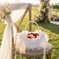 thumbnail image 7 of romoty Wedding Flower Girl Basket, 7.09x4.72x4.72 Inch Pearl Handle Tulle Layered Skirt & Flower Accent White Petal Basket for Ceremony, 7 of 7
